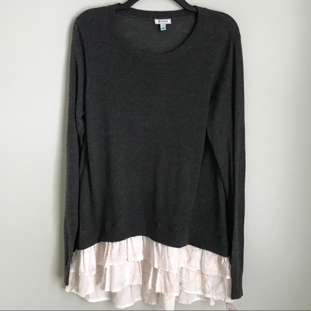 Susina Ruffle Floral Trim Sweater